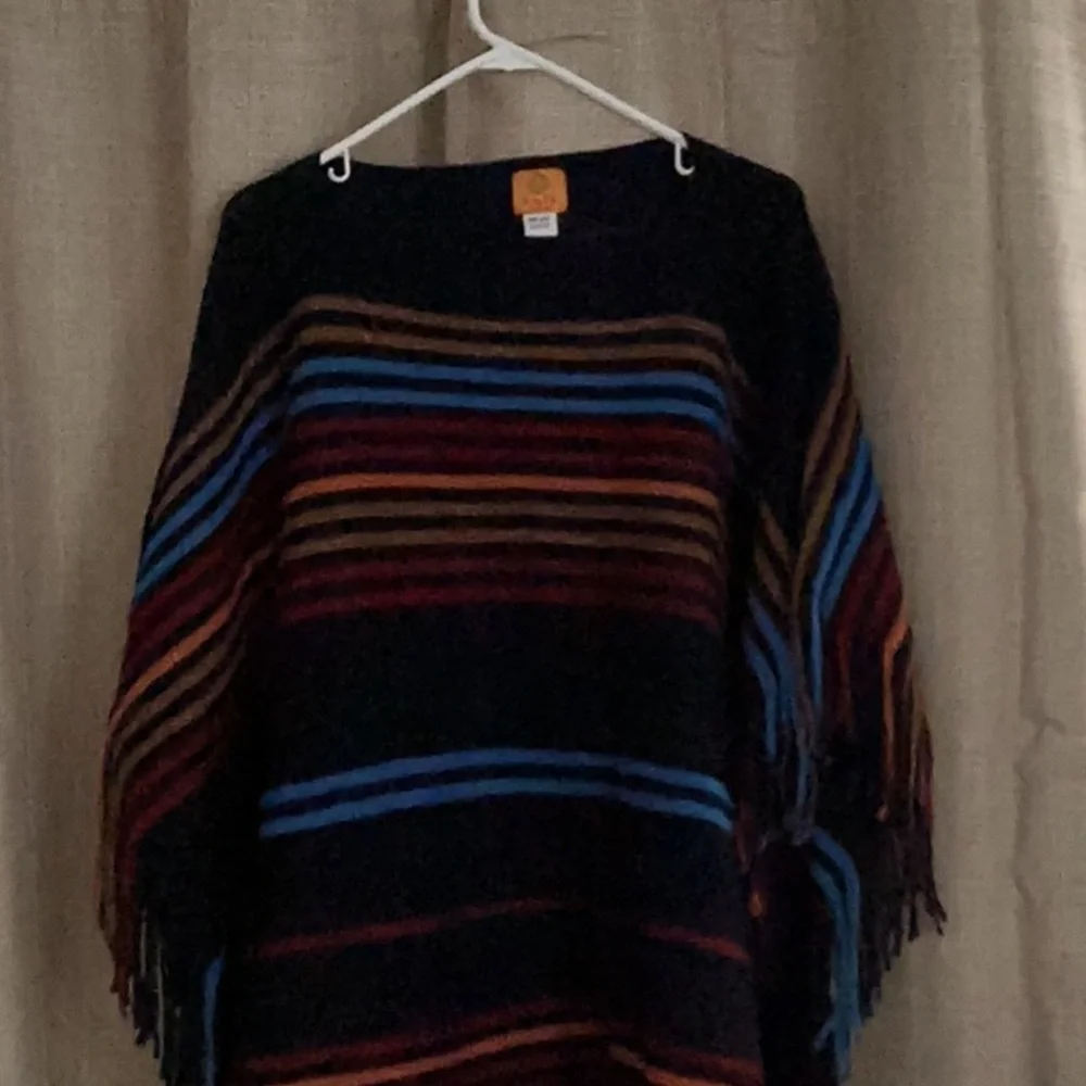 Ruby Rd. Black Multicolor Fringe Poncho - Picture 4 of 4